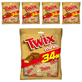Twix 特趣 迷你焦糖夾心巧克力樂享包 酥脆餅乾 香濃牛奶巧克力, 340g, 5袋