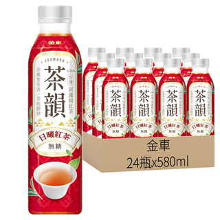 金車 茶韻日曦紅茶 無糖 台灣阿薩姆紅茶, 580ml, 24瓶