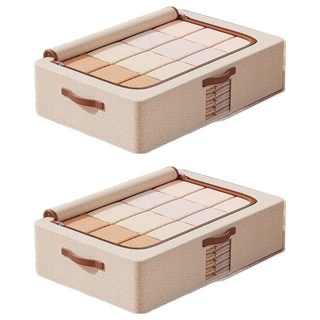 小麥購物 抽屜式床底儲物箱 L1440, 米白色, 2個