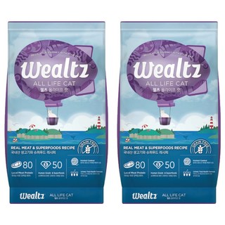 Wealtz 維爾滋 天然無穀寵物糧 80%肉類蛋白質 50%人用食材等級 豐富膳食纖維 泌尿道保健配方 獨立包裝, 2.1kg, 2袋, 新鮮雞肉 + 脫水雞肉