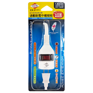 WeiTien 威電 過載斷電中繼線組, 1.8M(6呎) 125VAC 15A MAX 1,650W, CK2111, 1個