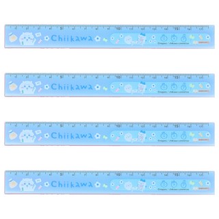 sun-star 卡通直尺 17.5cm, 吉伊卡哇花朵藍色款, 4支