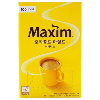 Maxim 麥心 摩卡經典三合一咖啡 快速沖泡 韓國國民咖啡品牌, 12g, 100入, 1盒