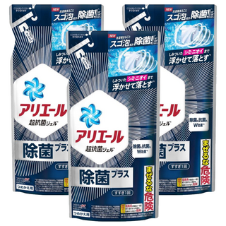 ARIEL 日本原裝進口 濃縮洗衣精 強力除菌淨白PLUS 補充包 藍色, 430g, 3包