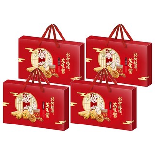 新竹福源 花生醬綜合餅乾禮盒 372g, 花生醬夾心酥 (8片) + 水滴蛋捲 (8片) + 花生醬有餡蛋捲 (4片) + 花生醬米棒 (10片), 4盒