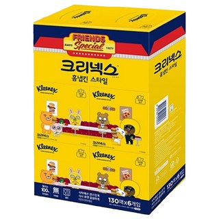 Kleenex 舒潔 Kakao Home家用餐巾紙 白色 130張/盒 可愛卡通造型 居家用餐必備, 6盒, 1組