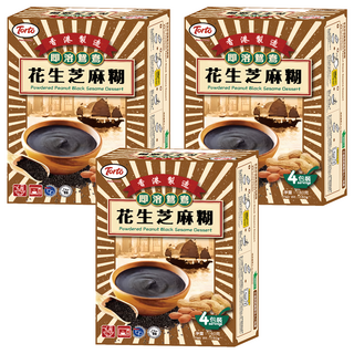 TORTO 即溶鴛鴦花生芝麻糊 香港製造 粉末花生黑芝麻甜點, 160g, 3盒