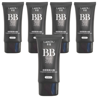 LAIKOU萊蔻 多效修護隔離BB霜 遮瑕保濕提亮膚色 打造自然健康美肌, 深膚色, 50g, 5條