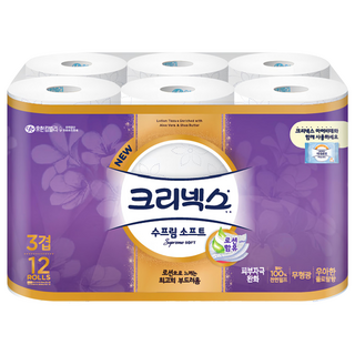 Kleenex 特級棉柔 三層捲筒衛生紙, 27m, 12捲, 1袋