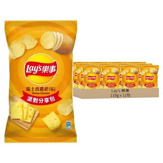 Lay's 樂事 洋芋片 瑞士香濃起司, 119g, 12包