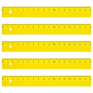 Raymay德製細長17CM直尺, 黃, 5入
