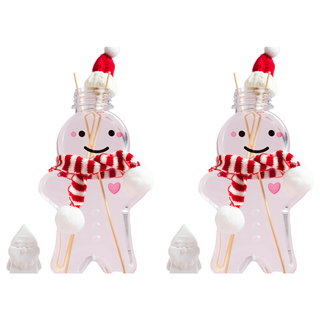 QiMart 薑餅人造型擴香瓶 500ml 配件圍巾+帽子, 香水麝香, 2件