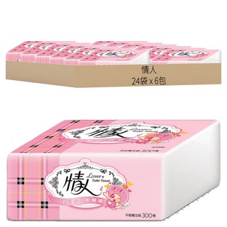 情人 平版衛生紙 300張, 6包, 24袋