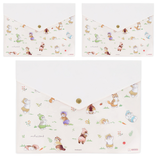 sun-star 貓福珊迪mofusand A5可扣收納袋 可愛造型文件收納袋, 動物 米色, 3個