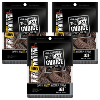 NATURAL FARM 自然牧場 紐西蘭天然零食 馬肝, 100g, 無添加物, 適用寵物: 狗, 3包