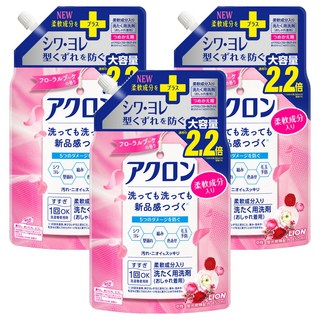 Acron 防縮防皺抗菌洗衣精補充包 花香 (大補充包) 850ml, 3包