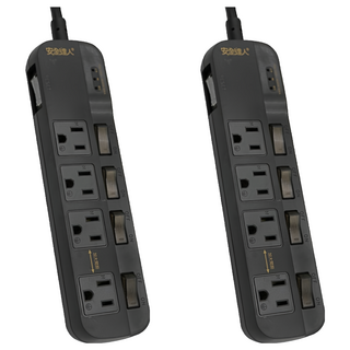 安全達人 BiBi聲AI過載警報延長線 4孔 5開 6尺 3P, 2個, 灰色, 1.8m