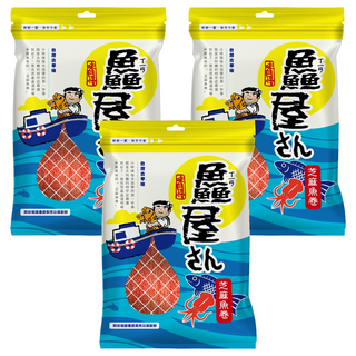 鱻屋 芝麻魚捲 台灣古早味, 130g, 3包