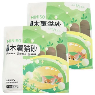 MINISO 名創優品 白月光木薯貓砂 碳晶除臭, 1.25kg, 2包
