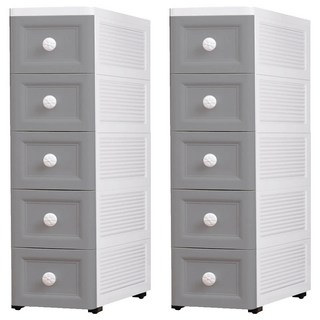 抽屜夾縫儲物收納櫃 密封款 5層, 2個, 灰色