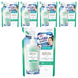 Bifesta 碧菲絲特 抗痘即淨卸妝水 補充包 保濕不殘留 輕鬆卸妝 接睫毛可用 無油配方, 360ml, 5包