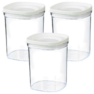 inomata密封罐,日本原裝進口 有蓋收納罐 透明罐身, 3個, 520ml