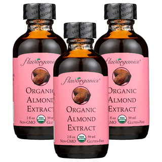 Flavorganics 有機杏仁精 59ml, 食品風味添加，含苦杏仁油，甜杏仁油，USDA有機認證，無麩質, 3瓶