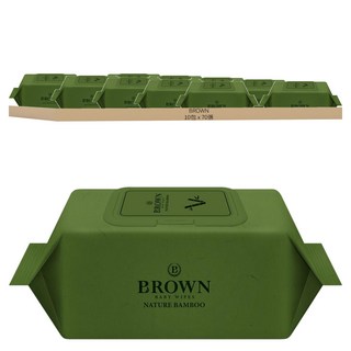 BROWN Nature系列 綠竹款嬰幼兒濕紙巾 掀蓋式, 70張, 10包