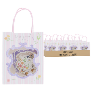 sun-star Mofusand 花卉風造型貼紙, 柔系粉, 90張