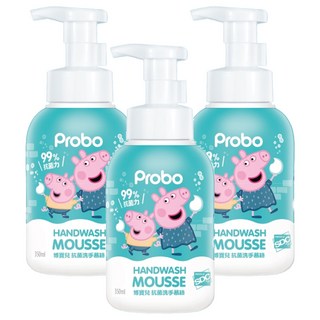 博寶兒 佩佩豬 抗菌洗手慕絲, 350ml, 添加肌膚潤澤成份, 保濕柔嫩光滑, 清新果香, 3瓶