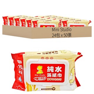 Mini Studio 純水濕紙巾 無添加 加大 加厚, 1入, 24包