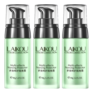 LAIKOU萊蔻 多效呵護隔離霜 40g 妝前打底 隔離防護, #02 清新綠, 3瓶