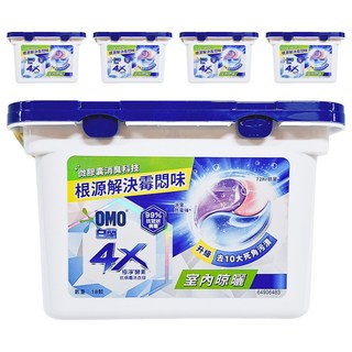 白蘭 4X極淨酵素抗病毒洗衣球 室內晾曬, 18顆, 5盒