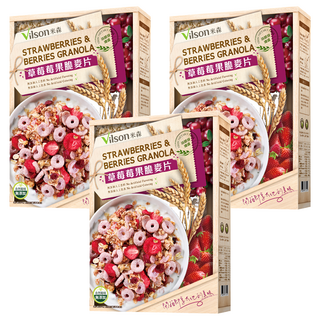 Vilson 米森 草莓莓果脆麥片, 350g, 3盒