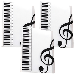 A4 80頁 透明 樂譜收納夾 鋼琴鍵盤 音符設計, 3個