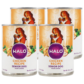 Halo 嘿囉 熟齡犬雞肉罐頭飼料 13.2oz 人類食用等級鮮肉 非基改蔬果, 鮮燉雞肉, 374g, 4罐