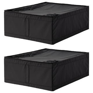 好物良品 牛津布床底收納箱 玩具/衣服收納整理箱, 19 x 44 x 55 cm, 黑色, 2個