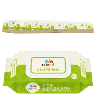 comet 清潔用濕紙巾 掀蓋式, 80張, 10包
