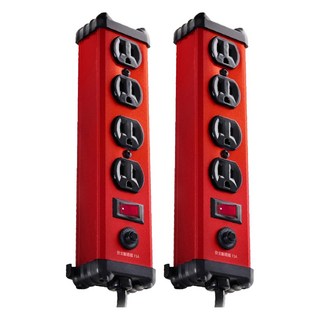 Castle 蓋世特 鋁合金抗突波防火防雷保護插座 延長線 電源線 1開4插 IA4, 閃耀紅, 1.8m, 2條