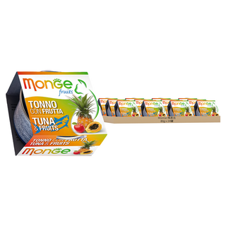 monGe 瑪恩吉 優鮮蔬果 養生湯貓罐, 鮪魚 + 綜合水果, 80g, 24罐