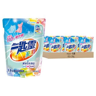 Attack 一匙靈 台灣公司貨 亮彩超濃縮洗衣精 補充包, 1.8kg, 6包