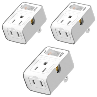 POLYWELL 寶利威爾 帶開關3變2節能插頭 PW15-T05-A025, 灰色 + 白色, 3個