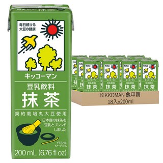 KIKKOMAN 龜甲萬 豆乳 抹茶風味 (18入) , 契約栽培大豆使用, 200ml