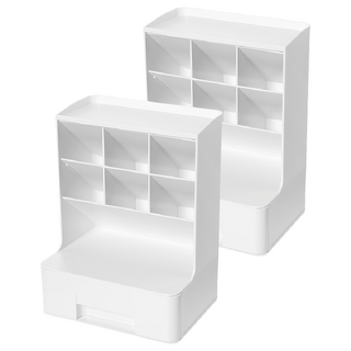 小麥購物 斜插式筆筒桌面抽屜收納盒 L2359, 2個, 白色