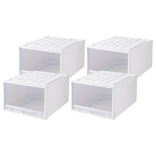 小麥購物 加厚抽屜式整理箱, 透白, 4個