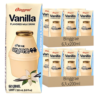 Binggrae 香草牛奶 韓國國民飲品 香濃滑順 大人小孩都愛喝, 200ml, 12入