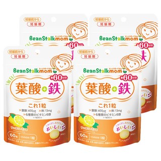 Bean Stalk 葉酸鐵營養錠, 快速補充孕媽所需, 含多種維生素，幫助吸收補充營養, 60顆, 1g, 4包