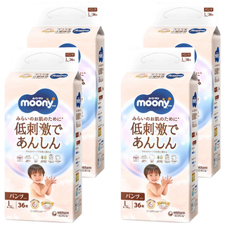 滿意寶寶 moony 日本版 頂級有機棉褲型尿布 9~14kg, L, 144片