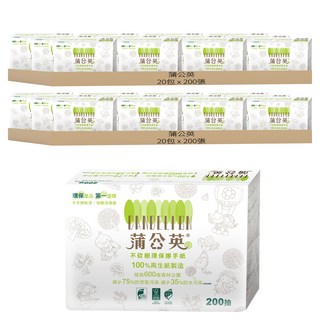 蒲公英 環保擦手紙, 200張, 40包