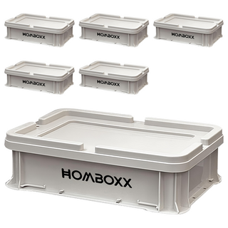 FL生活+ 粗曠風可疊加耐重收納箱 附上蓋, 水泥灰, 6個